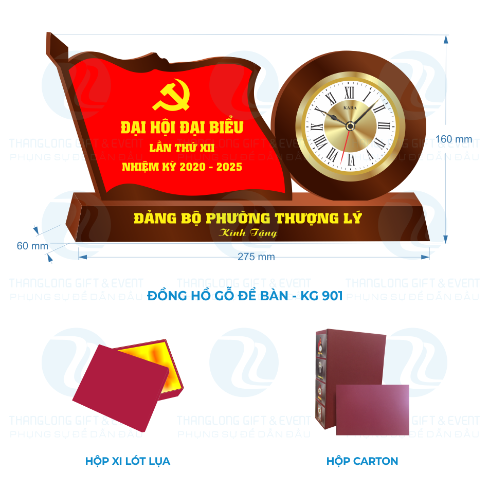Đồng hồ Kara - Đồng hồ quà tặng lá cờ gỗ to - in màu